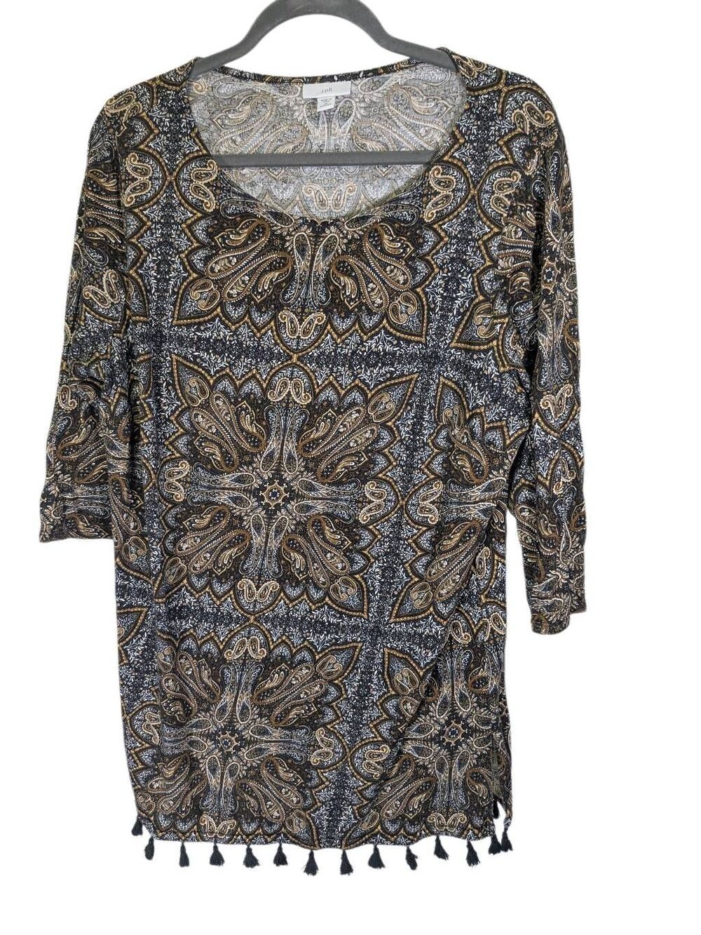 J. Jill Women's Top Tunic 3/4 Sleeve Paisley Multicolor Size 1X
